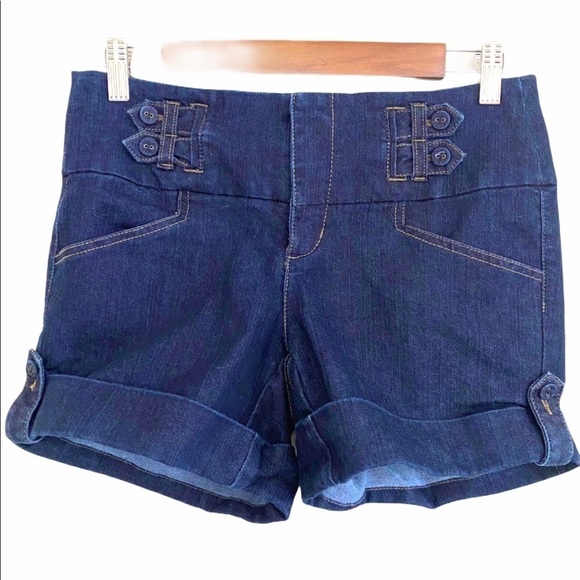 3/$20 One Song Dark Wash Rolled Cuff Jean Shorts - Picture 1 of 7